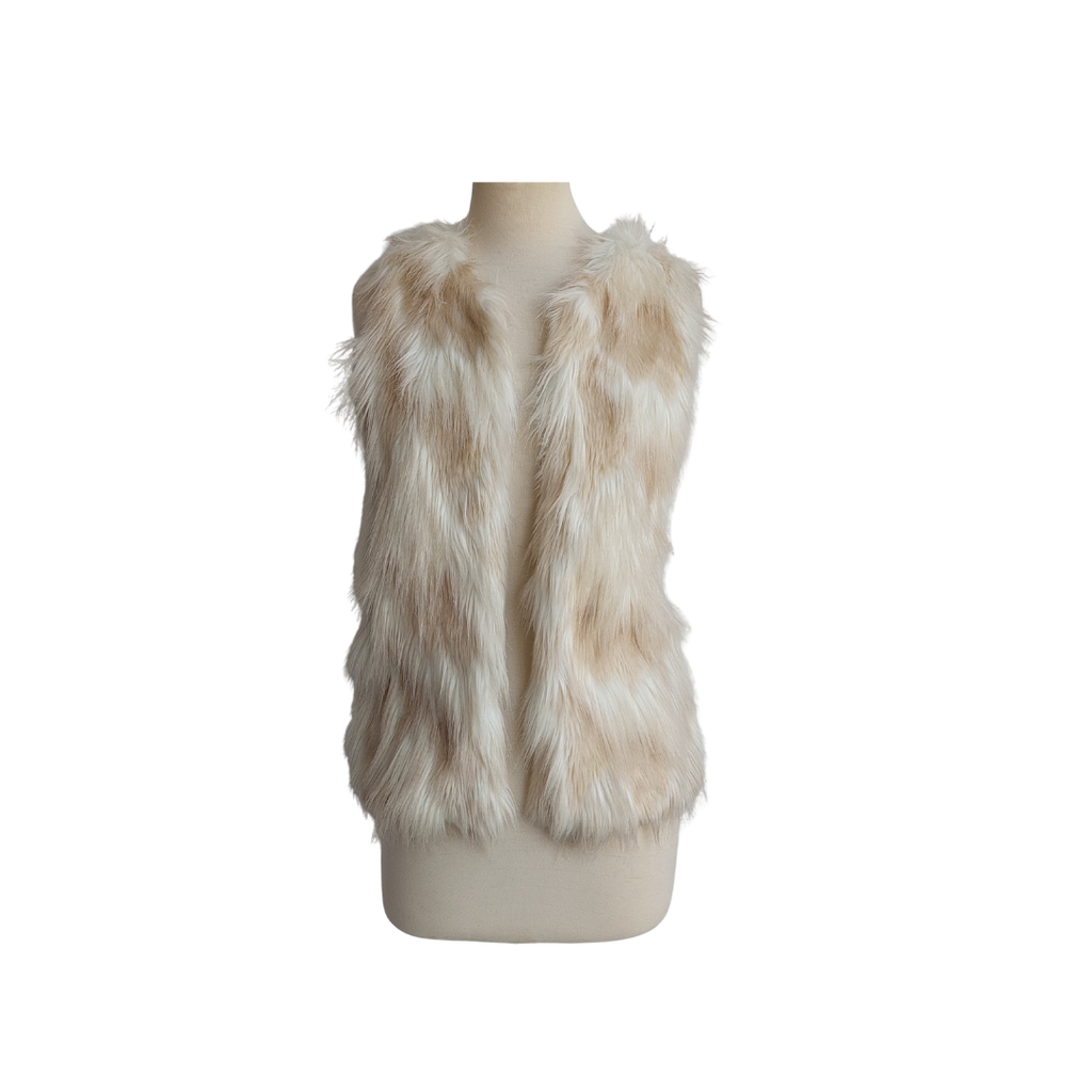 Stradivarius White Faux Fur & Knit Open Cover Up | Pre Loved |