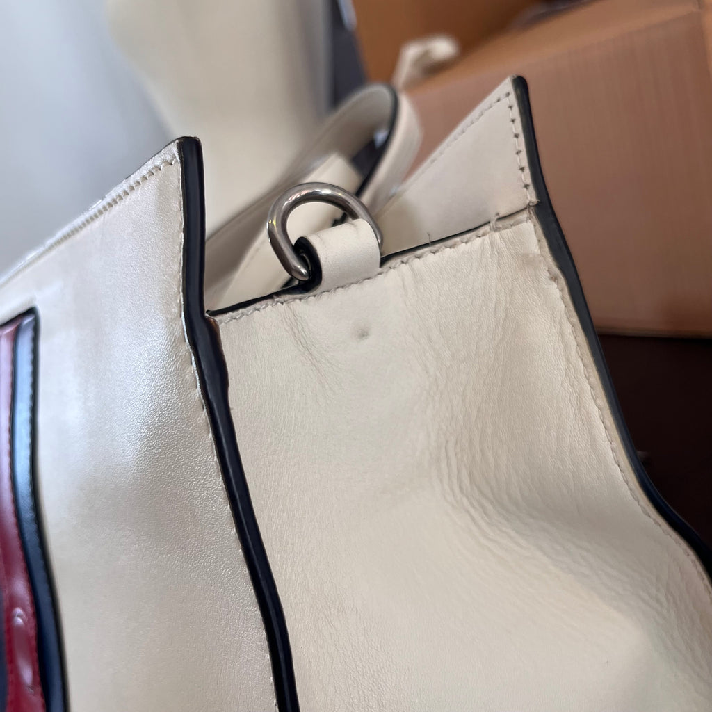 Gucci White Calfskin Web Stripe Large Dionysus Tote Bag | Pre Loved |