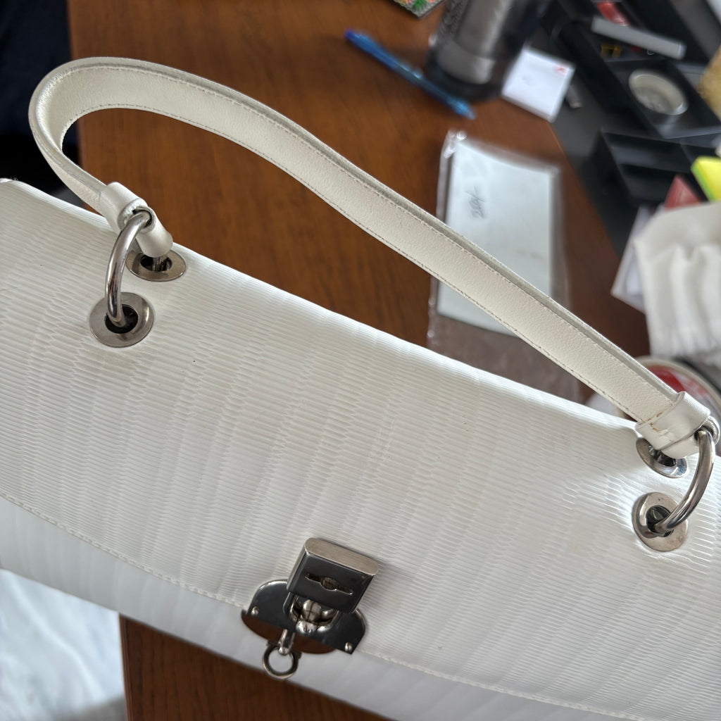 Salvatore Ferragamo White Leather Vintage Top Handle Bag | Pre Loved |