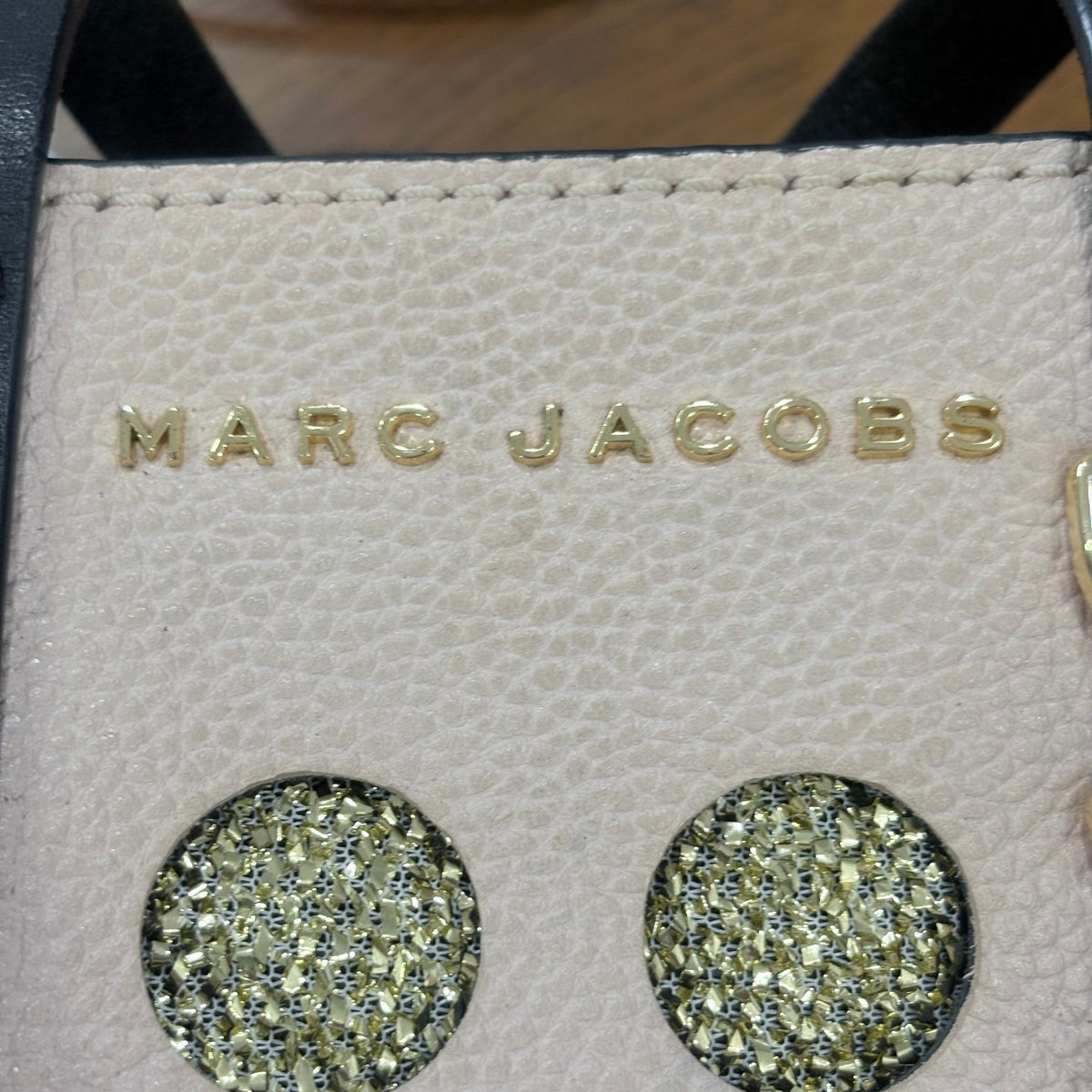 Marc Jacobs Pink And Gold Lurex Polka Dot Mini Grind Tote Bag | Pre Loved |