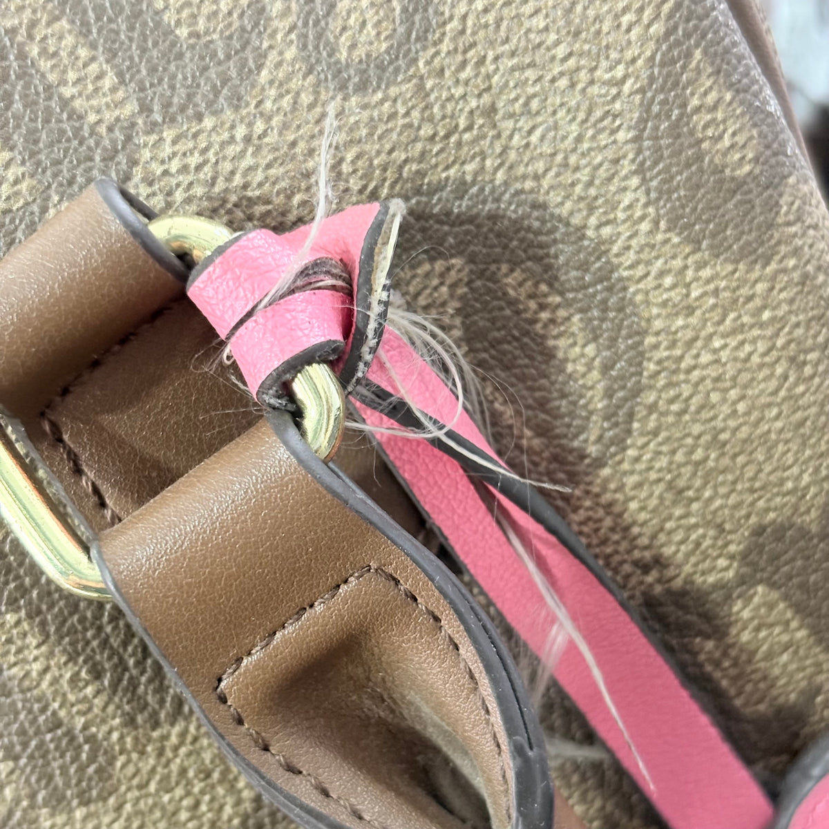 Juicy Couture Brown Gothic Monogram Satchel Bag with Pink Heart Charm | Pre Loved |