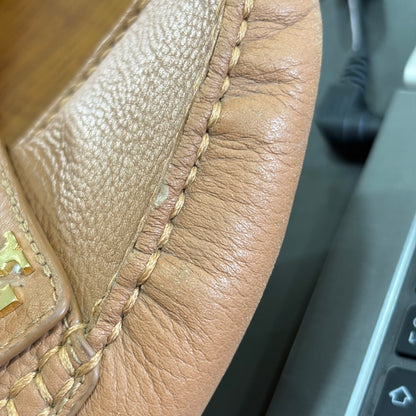 Tory Burch Kira Driver Beige Tumble Leather Driving Flat Moccasin | Pre Loved |