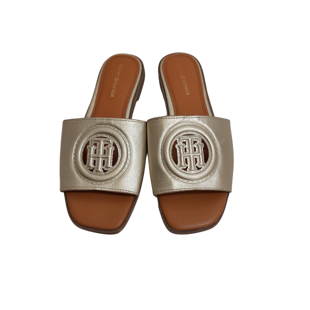 Tommy Hilfiger Gold Leather Palley Flats | Gently Used |