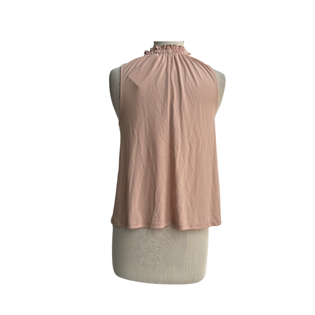 Zara Blush Pink Ruffled High Neck Sleeveless Top | Gently Used |