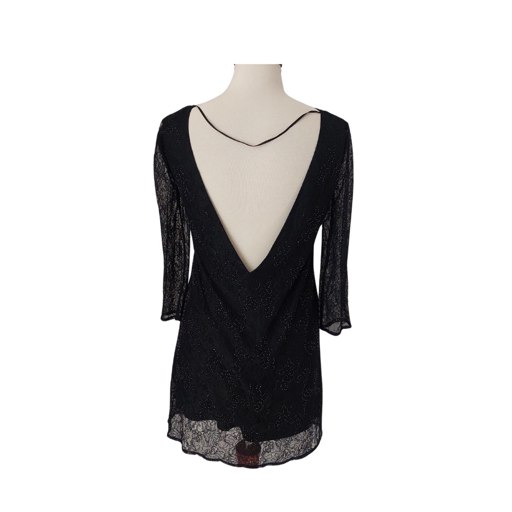 Zara Black Low-Back Beaded Short Dress | Gently Used |