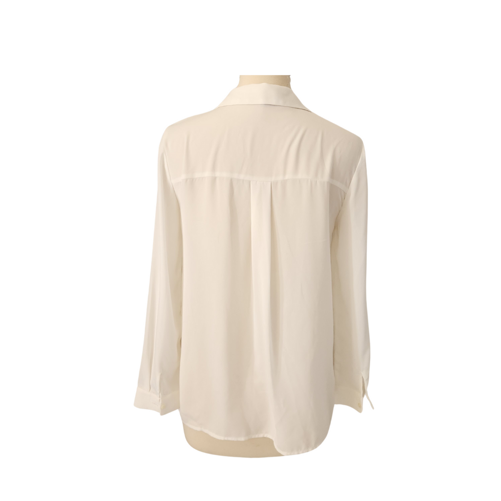 Forever 21 White Tie-up Collared Chiffon Shirt | Gently Used |