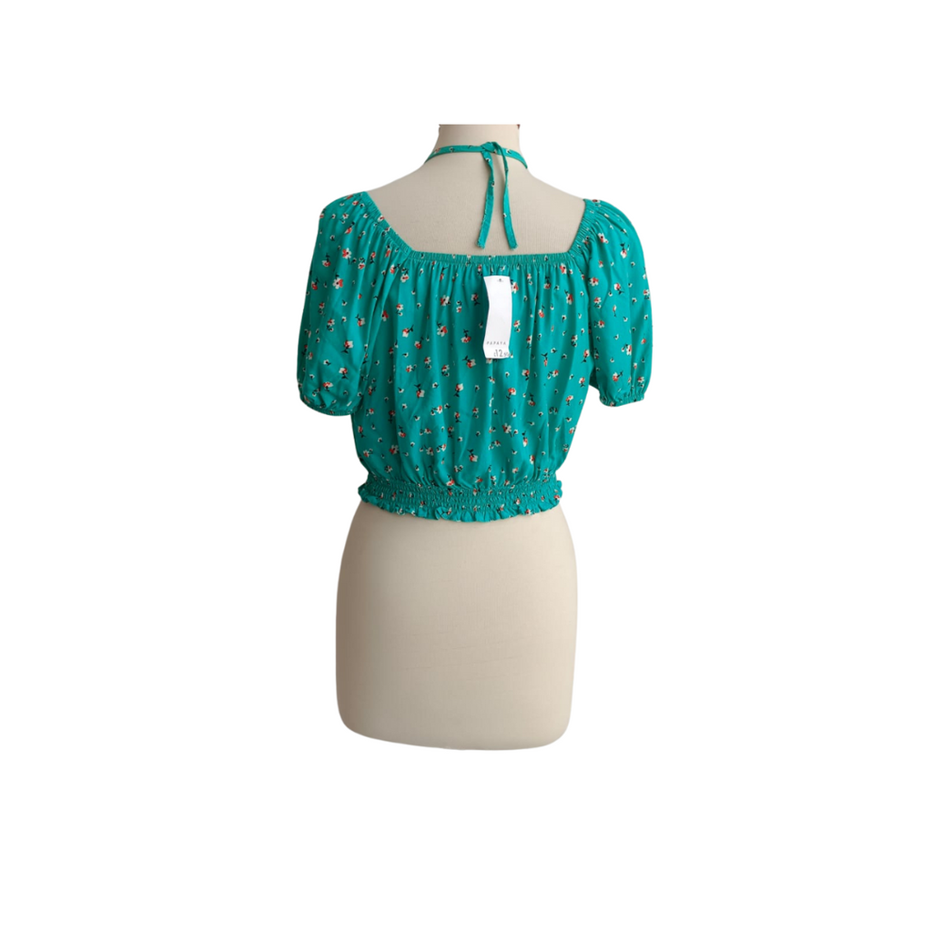 Papaya Green Floral Printed Crop Top | Brand New |