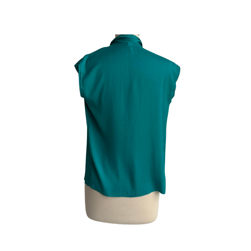 Mango Sea Green Sleeveless Neck-Tie Top | Pre Loved |