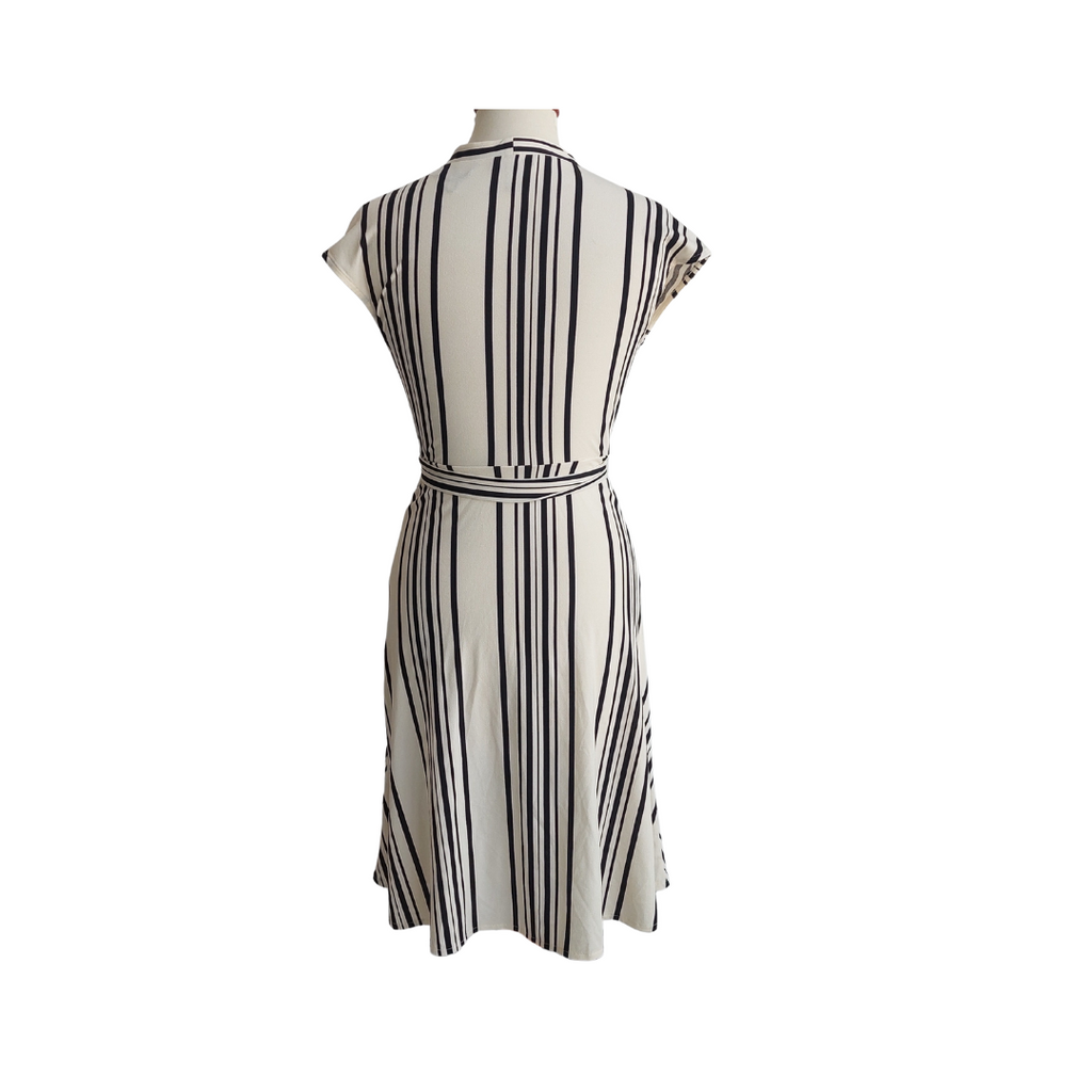 H&M Cream & Black Striped Sleeveless Short Dress | Gently Used |