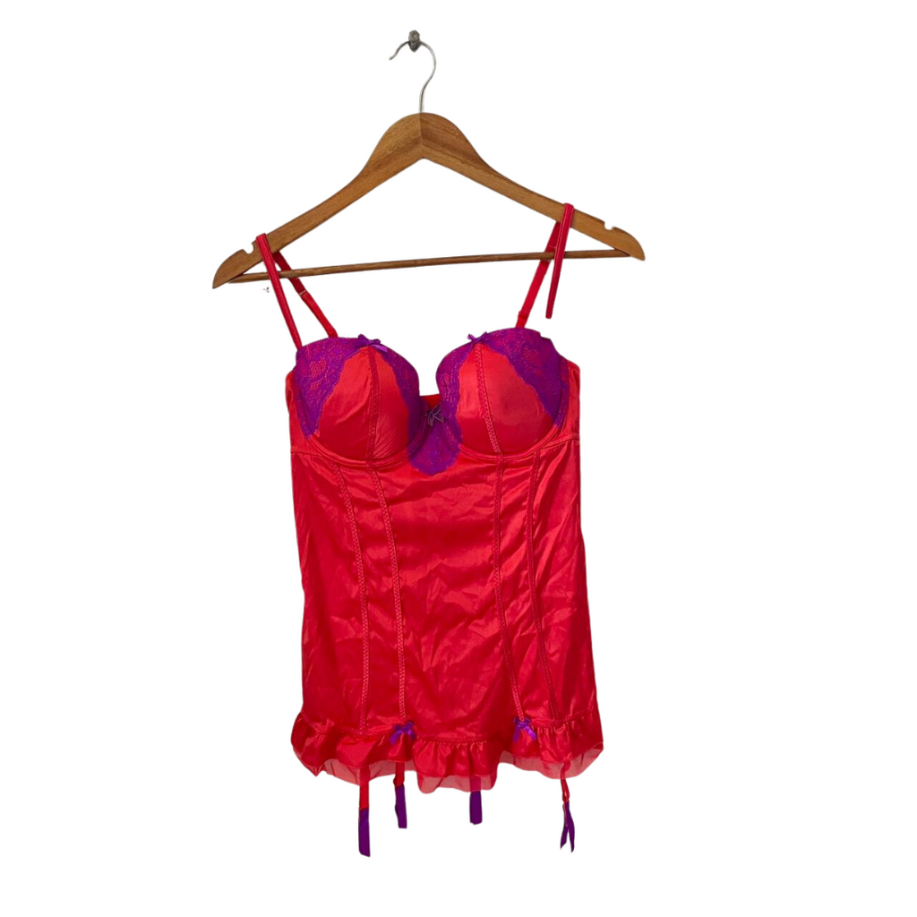 La Senza Red & Purple Lace Lingerie Slip | Brand New |