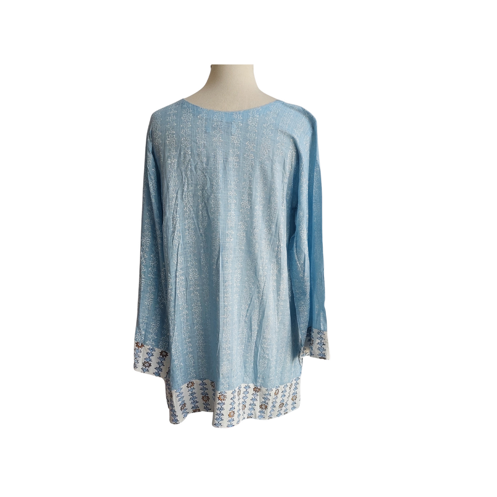 Blocked Textiles Light Blue Block Printed Short Kurta | Gently Used |