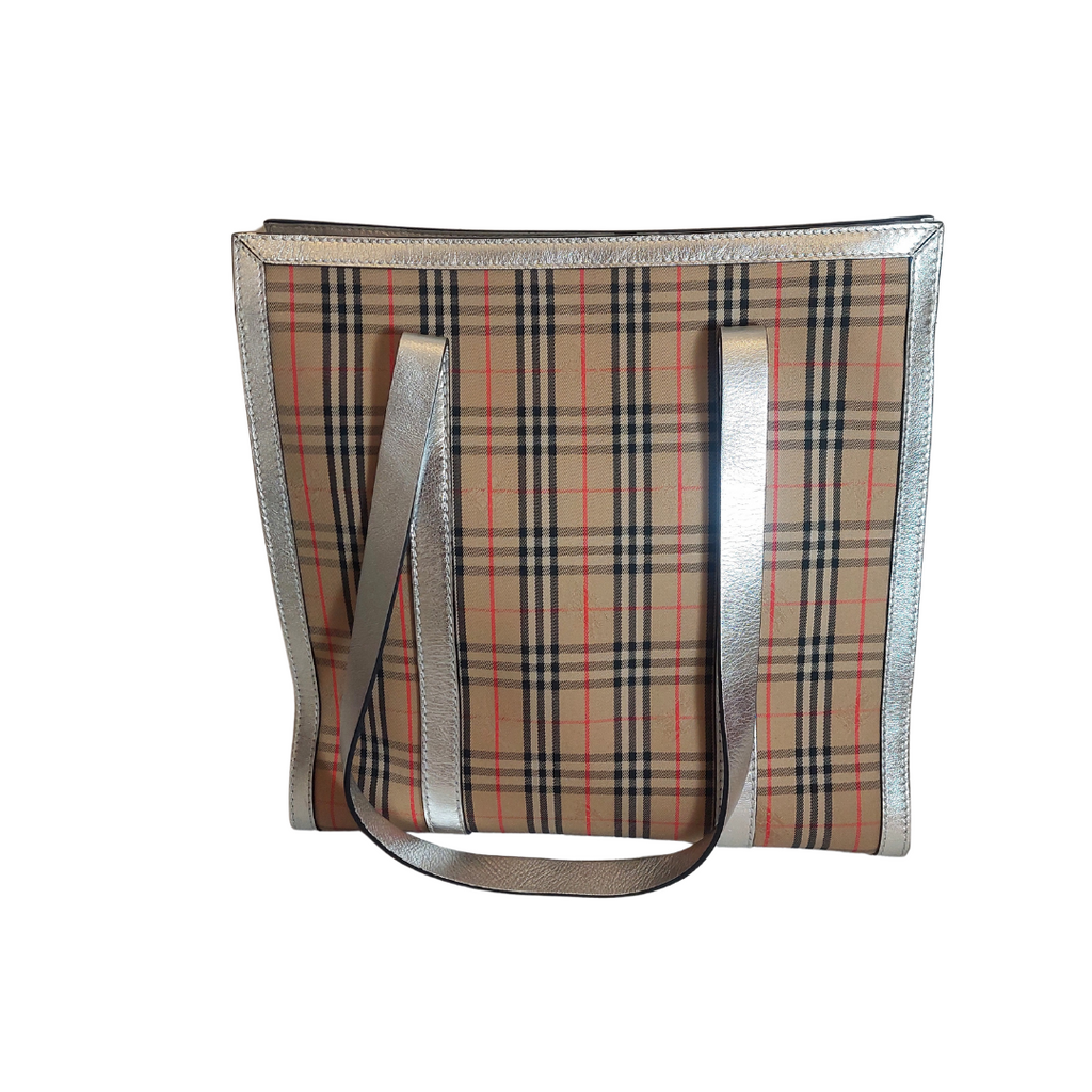 Burberry 1983 Knight Check Canvas & Leather Link Tote | Gently Used |