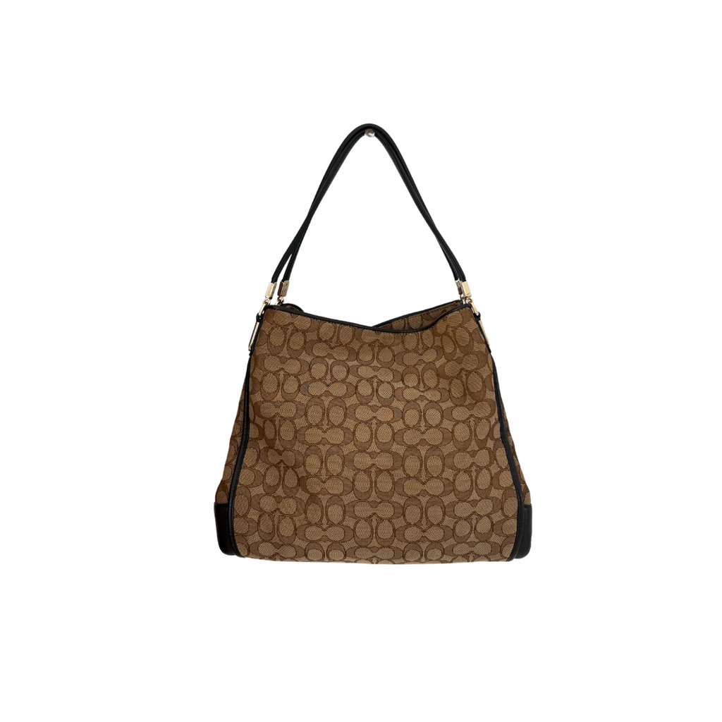 Coach Signature 'Phoebe' Brown Canvas & Leather Shoulder Bag | Pre Loved |