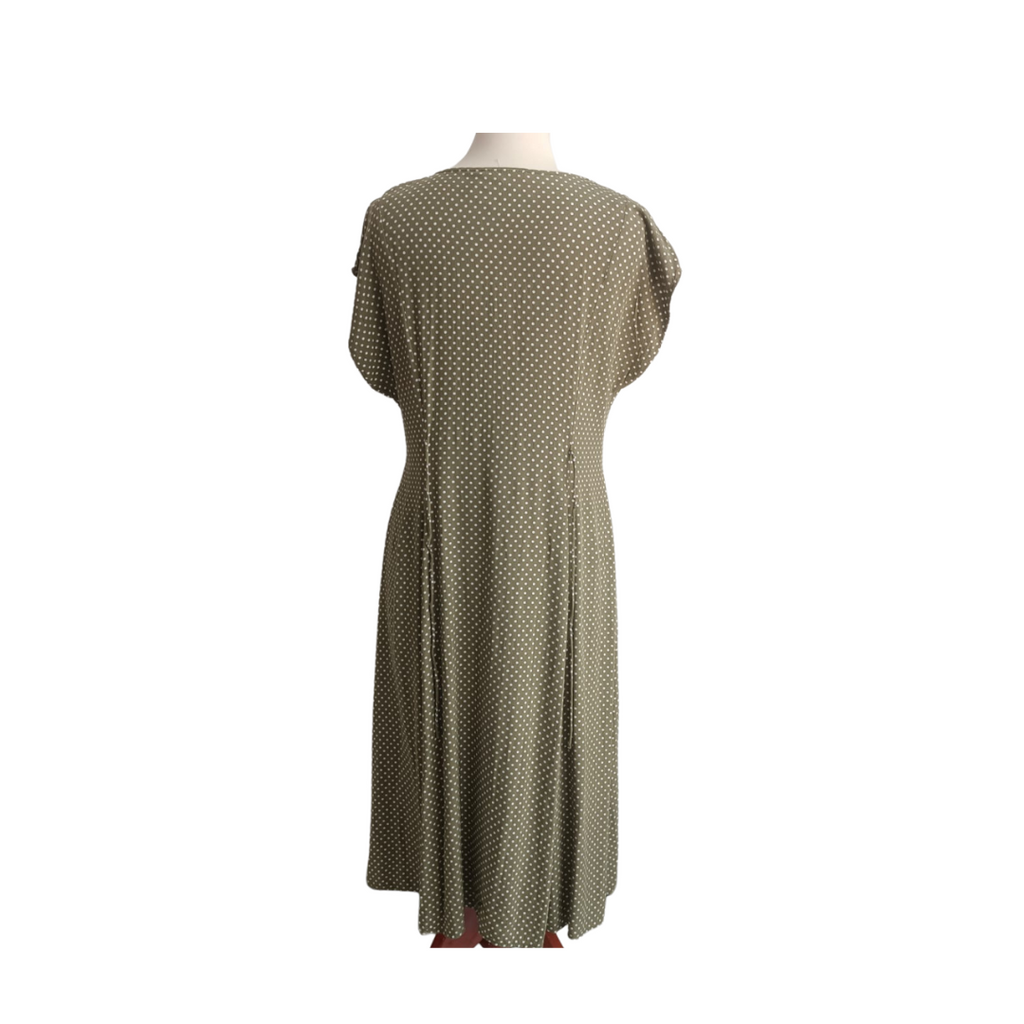 Mango Green Polka Dot Button Down Knee Length Dress | Gently Used |