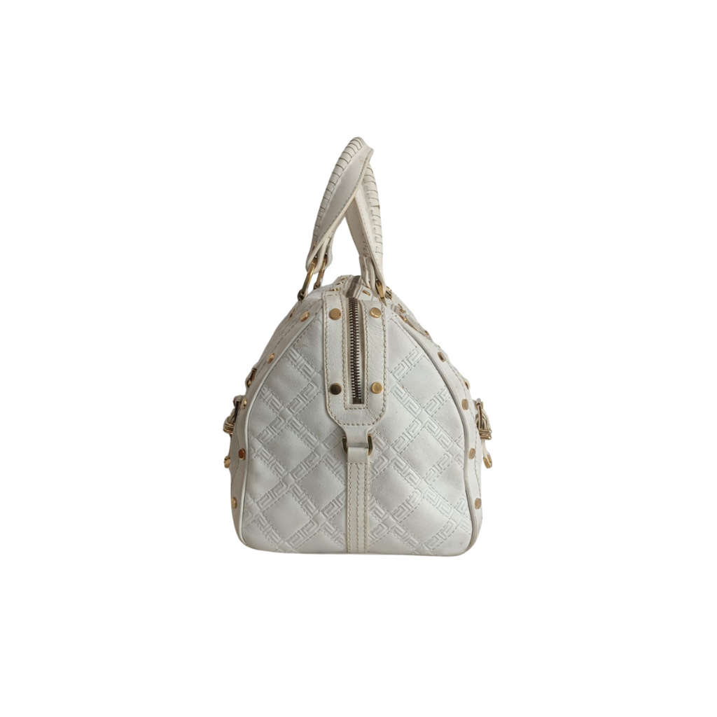 Versace White Leather Studded Handbag | Pre Loved |