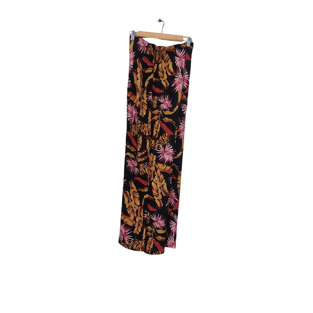 Mango Black Floral Print High-waisted Pants | Gently Used |