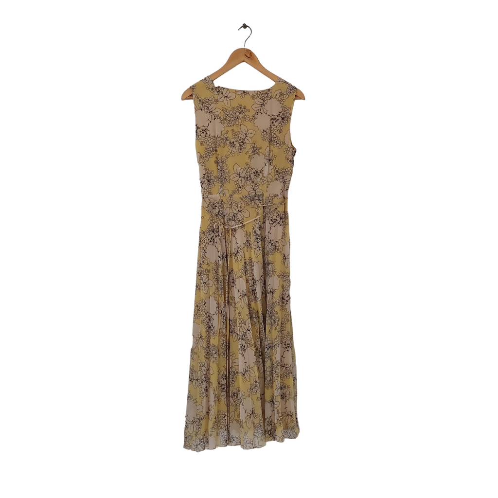 Mango Yellow Floral Printed Pleated Long Dress | Pre Loved |