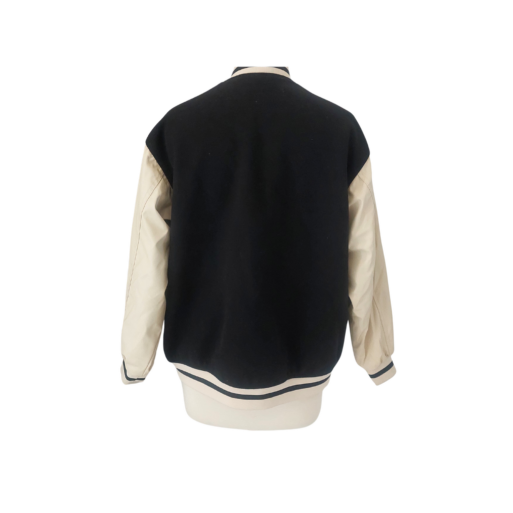 H&M Black & Cream Varsity Sports Jacket | Gently Used |