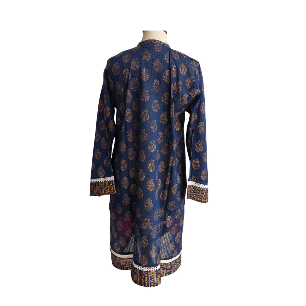 Blocked Navy Kairi Printed Kurta | Pre Loved |
