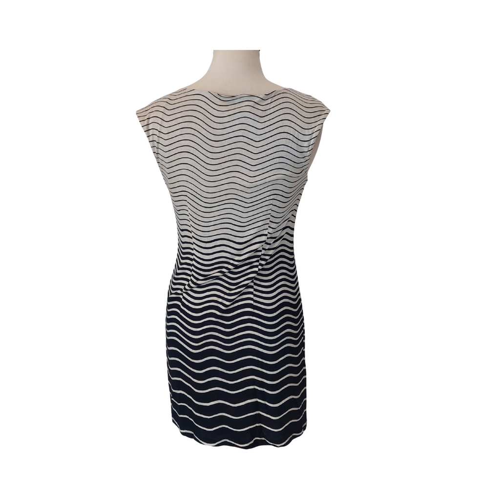 Loft Black & Cream Sleeveless Ruched Short Dress | Brand New |