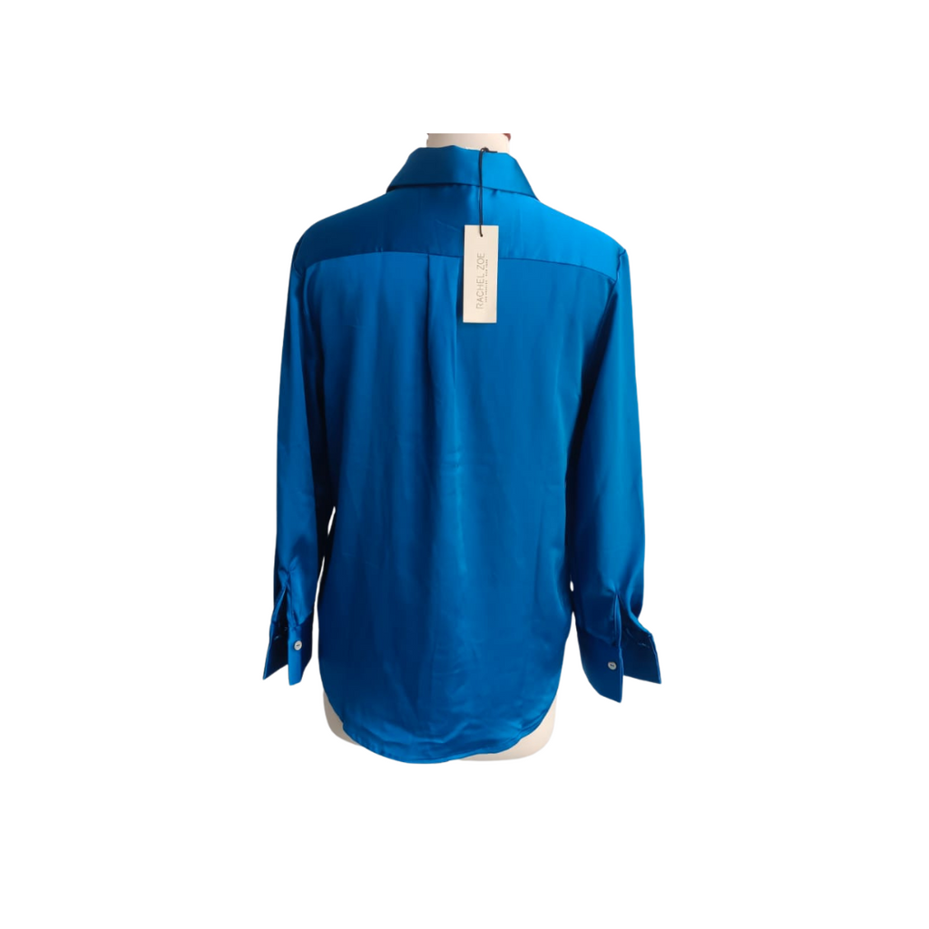 Rachel Zoe Blue Satin Collared Shirt | Brand New |