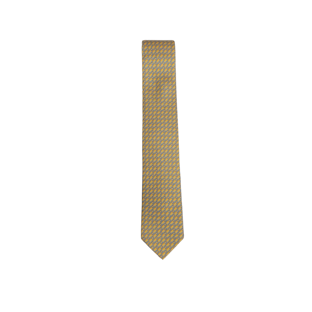 Salvatore Ferragamo Men's Yellow 100% Silk Tie | Brand New |
