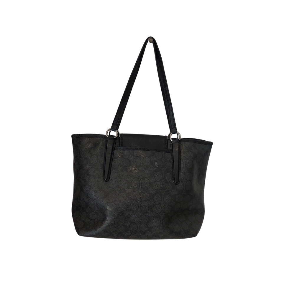 Coach Black Ward Signature Monogram Coated Canvas Leather Tote Bag | Pre Loved |