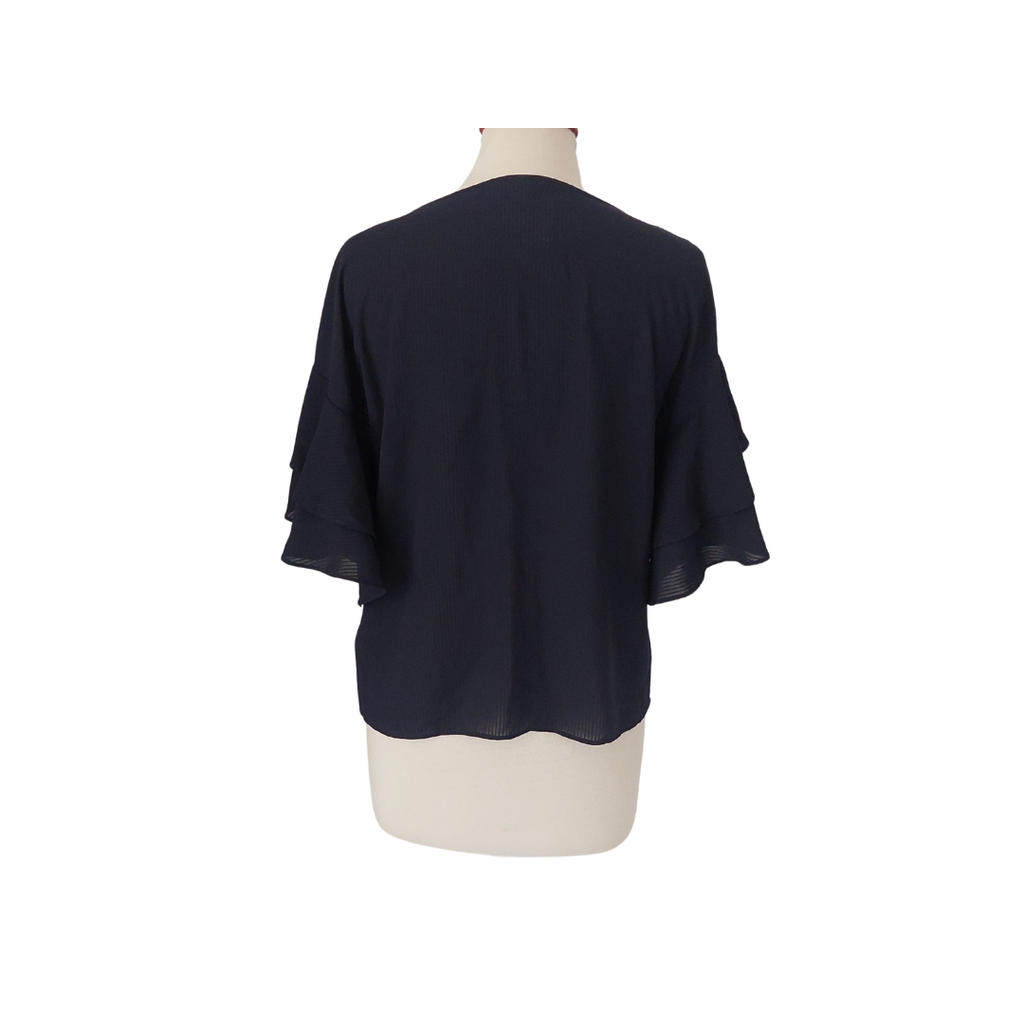 H&M Navy Bell Sleeves Blouse | Brand New |