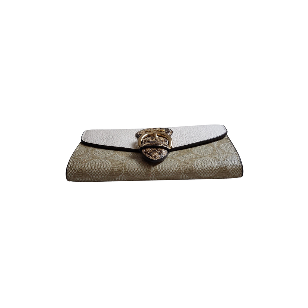 Coach White and Beige Kleo Wallet | Gently Used |