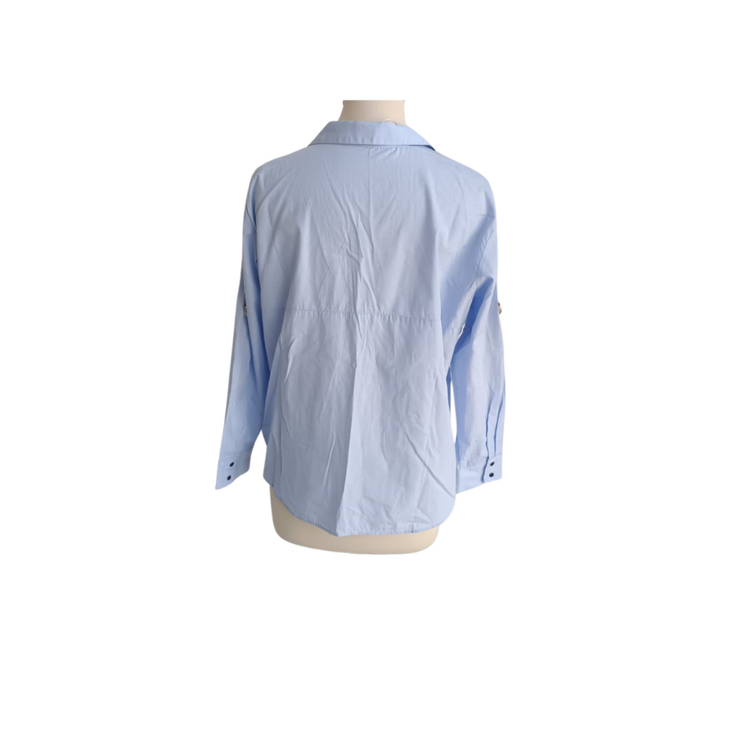 Zara Blue Collared Striped Detail Shirt | Gently Used |