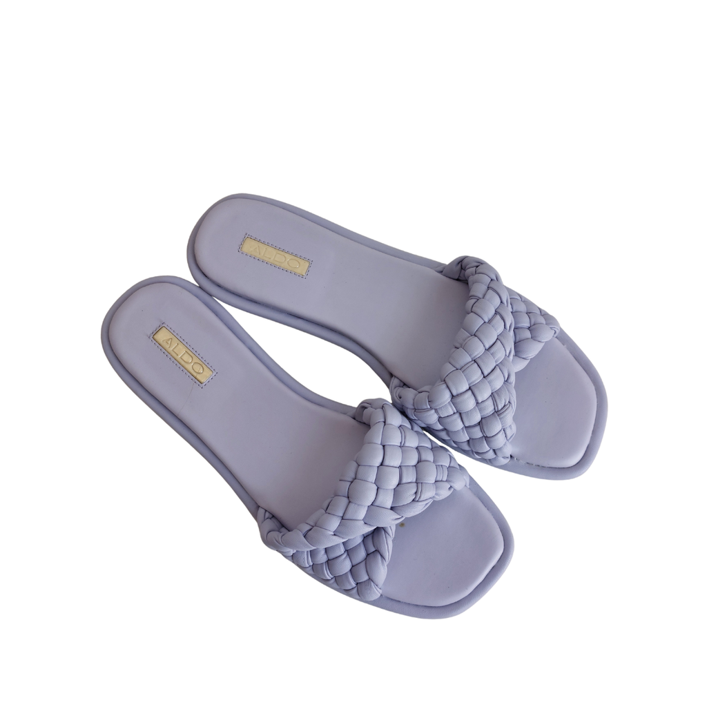 ALDO 'Chicago' Lilac Quilted Slide Sandals | Brand New |