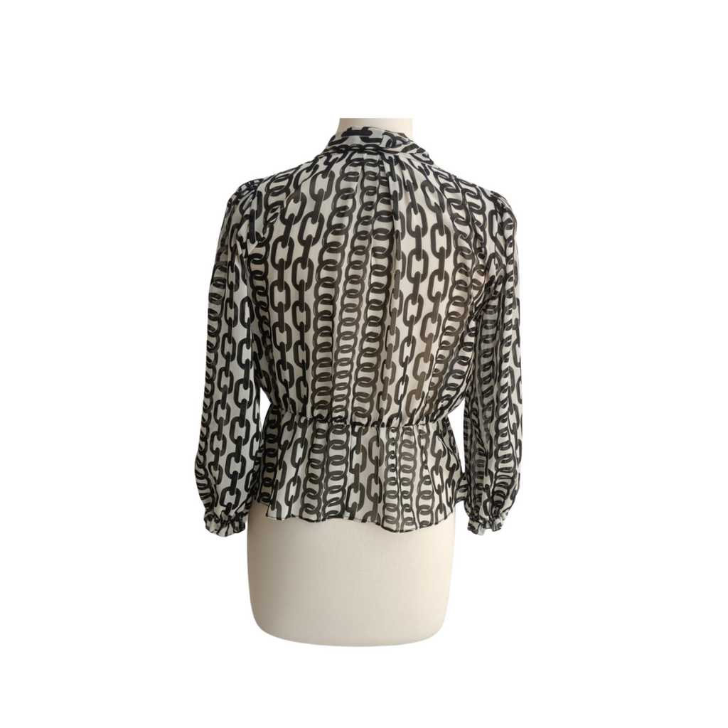 Zara Black & White Chain Printed Sheer Top | Pre Loved |