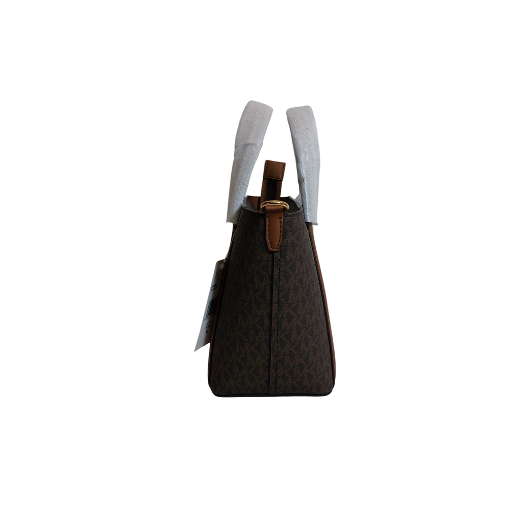 Michael Kors Brown Leather 'Pratt' Small Messenger Crossbody Bag | Brand New |