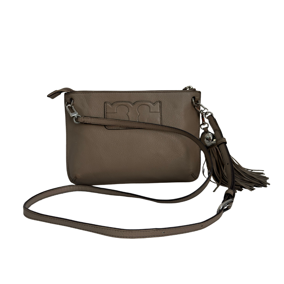 Tory Burch Grey Leather Crossbody Bag | Pre Loved |