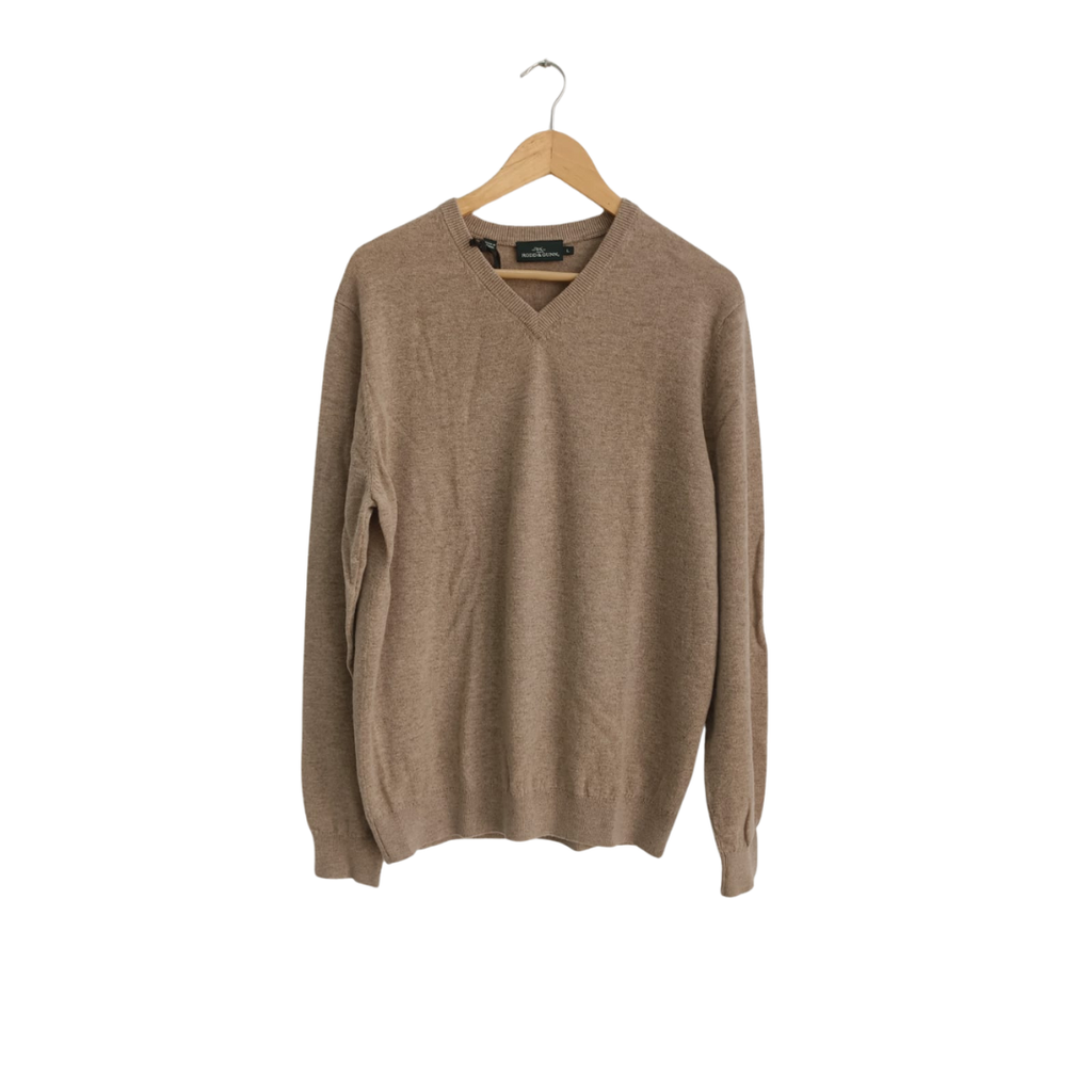 Rodd & Gunn Taupe Wesley V-Neck Knit Sweater | Brand New |