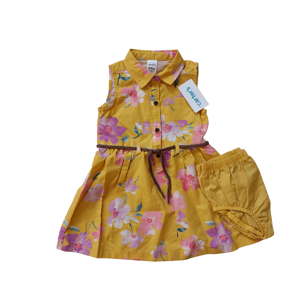 Carter's Yellow Printed Dress Set (24 Months) | Brand New |