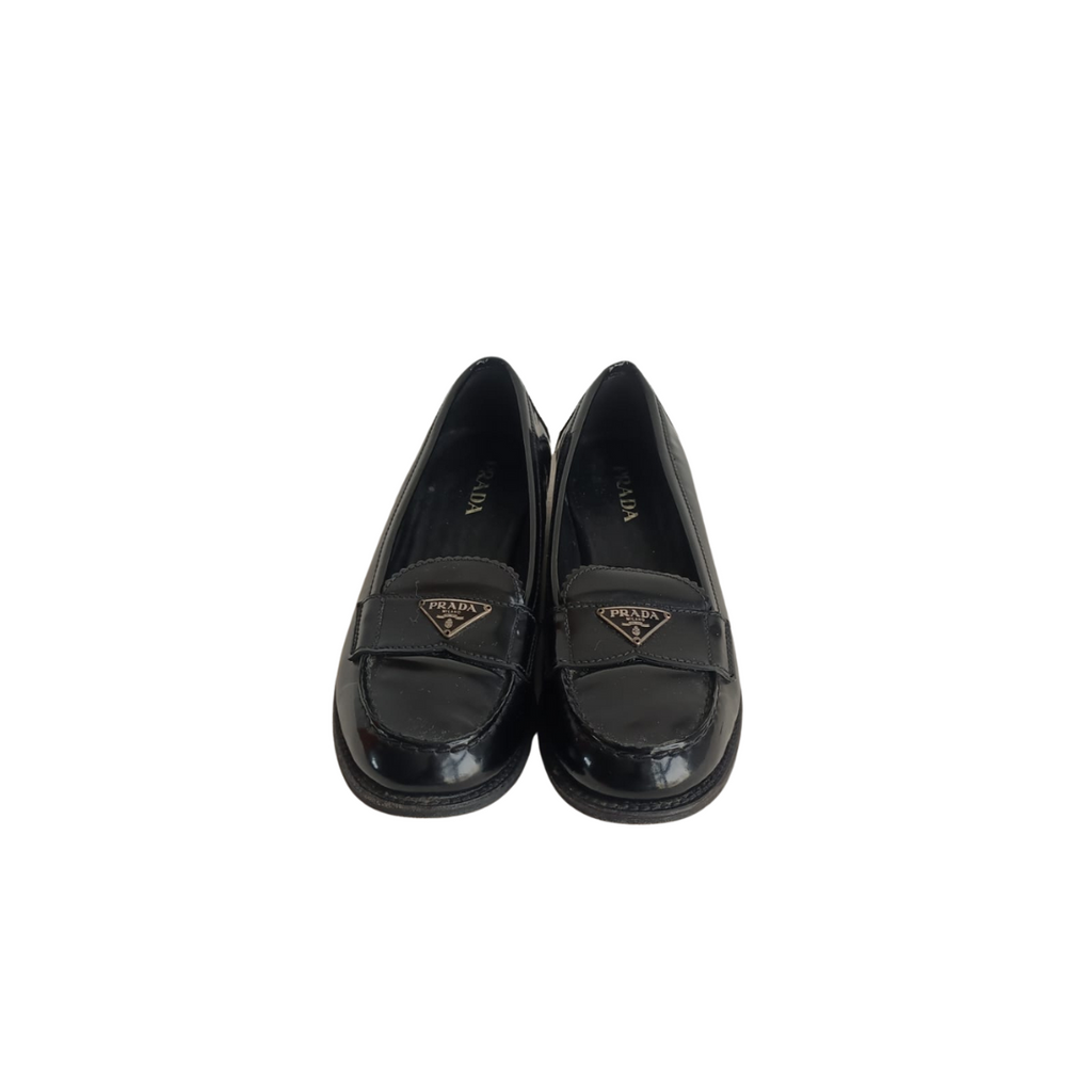 Prada Black Patent Leather Loafers | Pre Loved |
