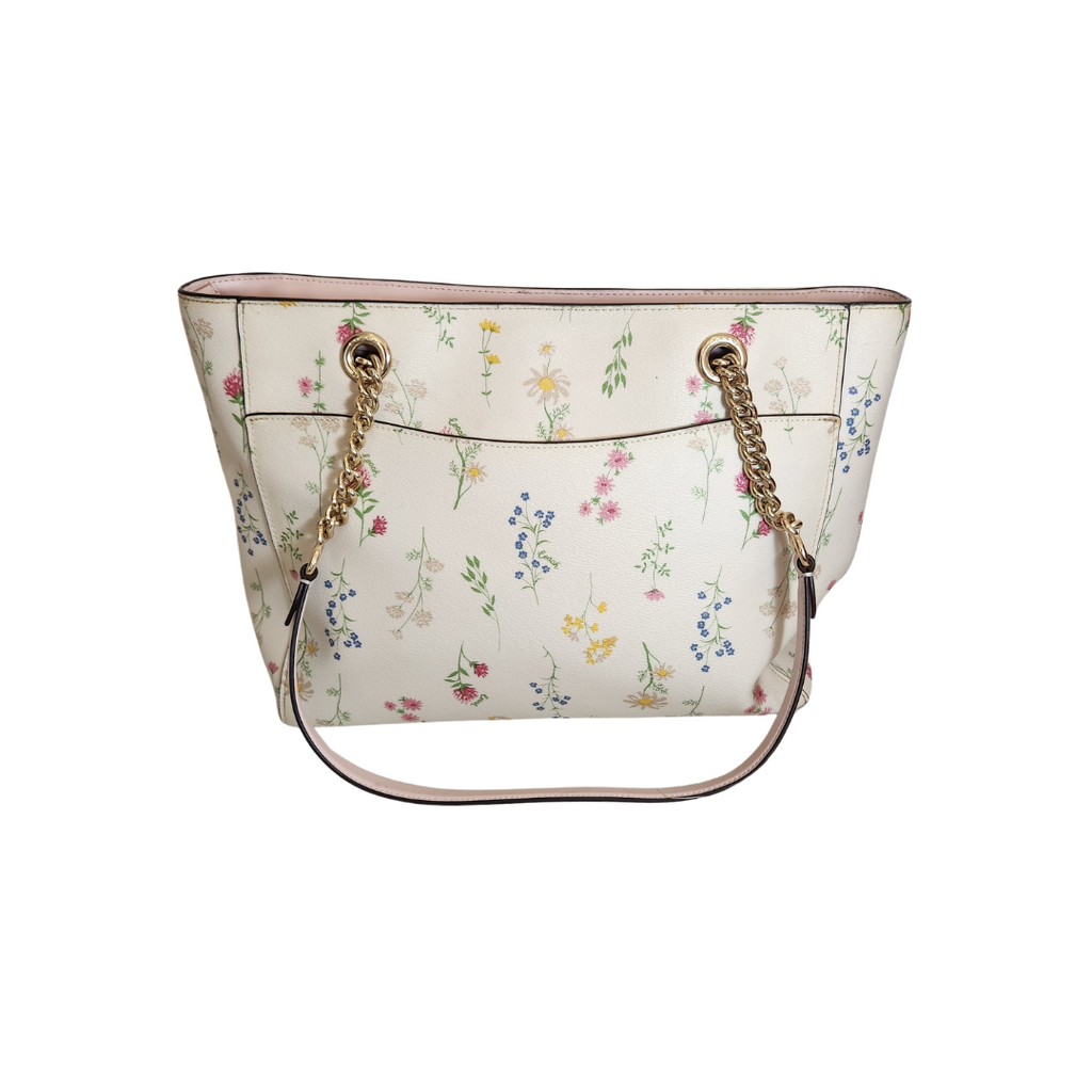 Coach White Leather Wildflower Print 'Marlie' Tote | Pre Loved |