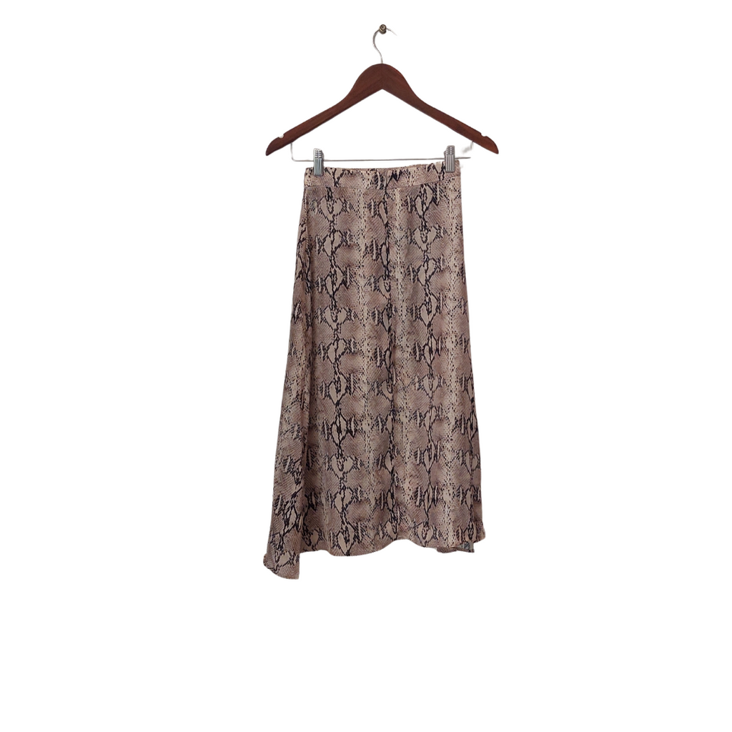 Mango Light Brown Animal Print High-waisted Midi Skirt | Like New |