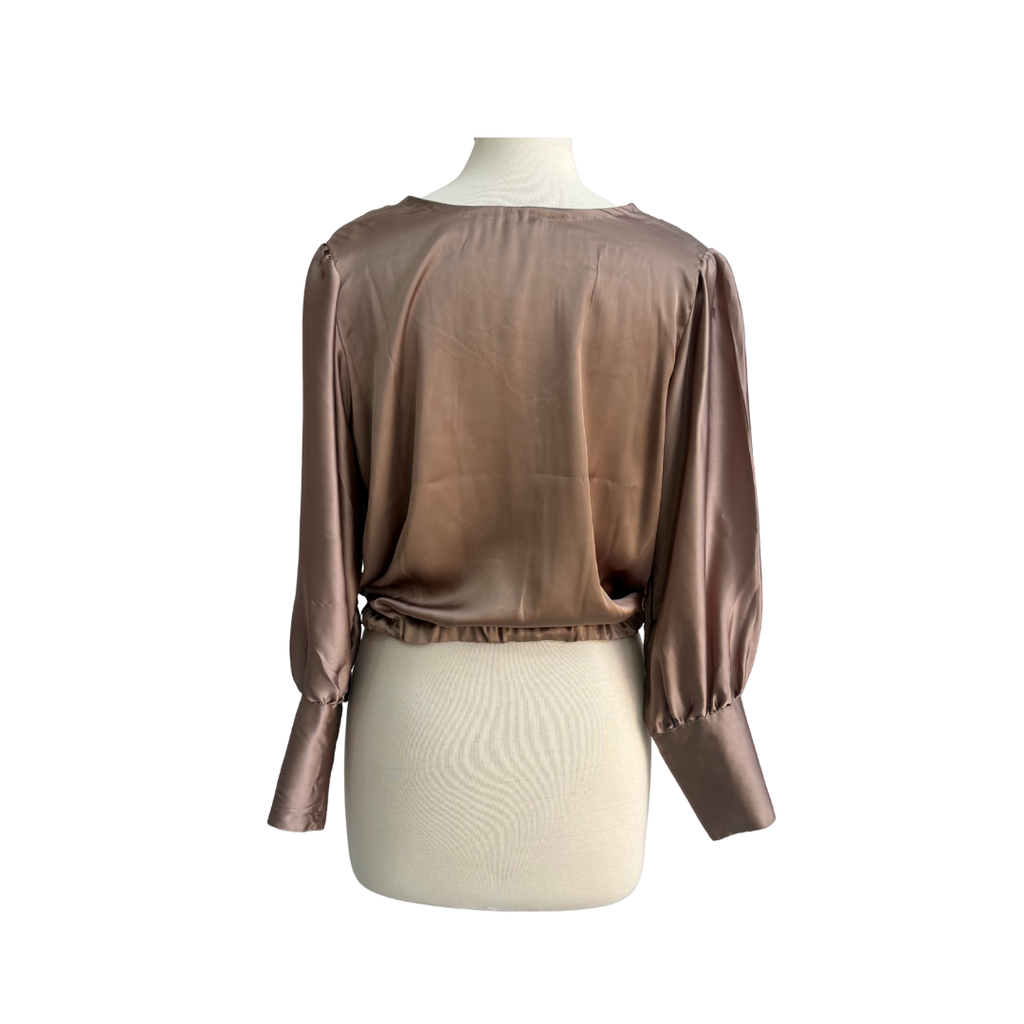 Samar Mehdi Light Brown/ Bronze Silk Top | Pre Loved |