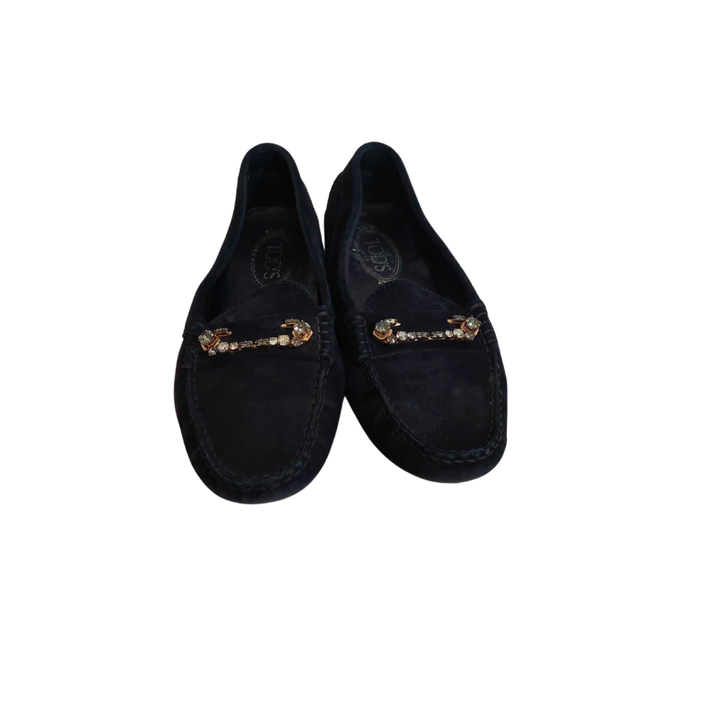 Tod's Black Suede Gommino Driving Loafers | Pre Loved |