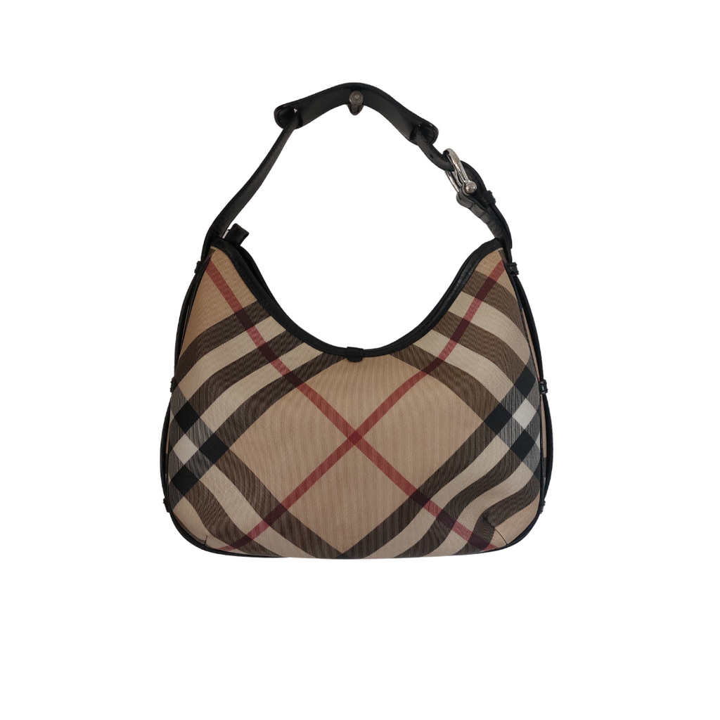 Burberry Beige/Black Nova Check Coated Canvas and Patent Leather Shoulder Bag | Pre Loved |