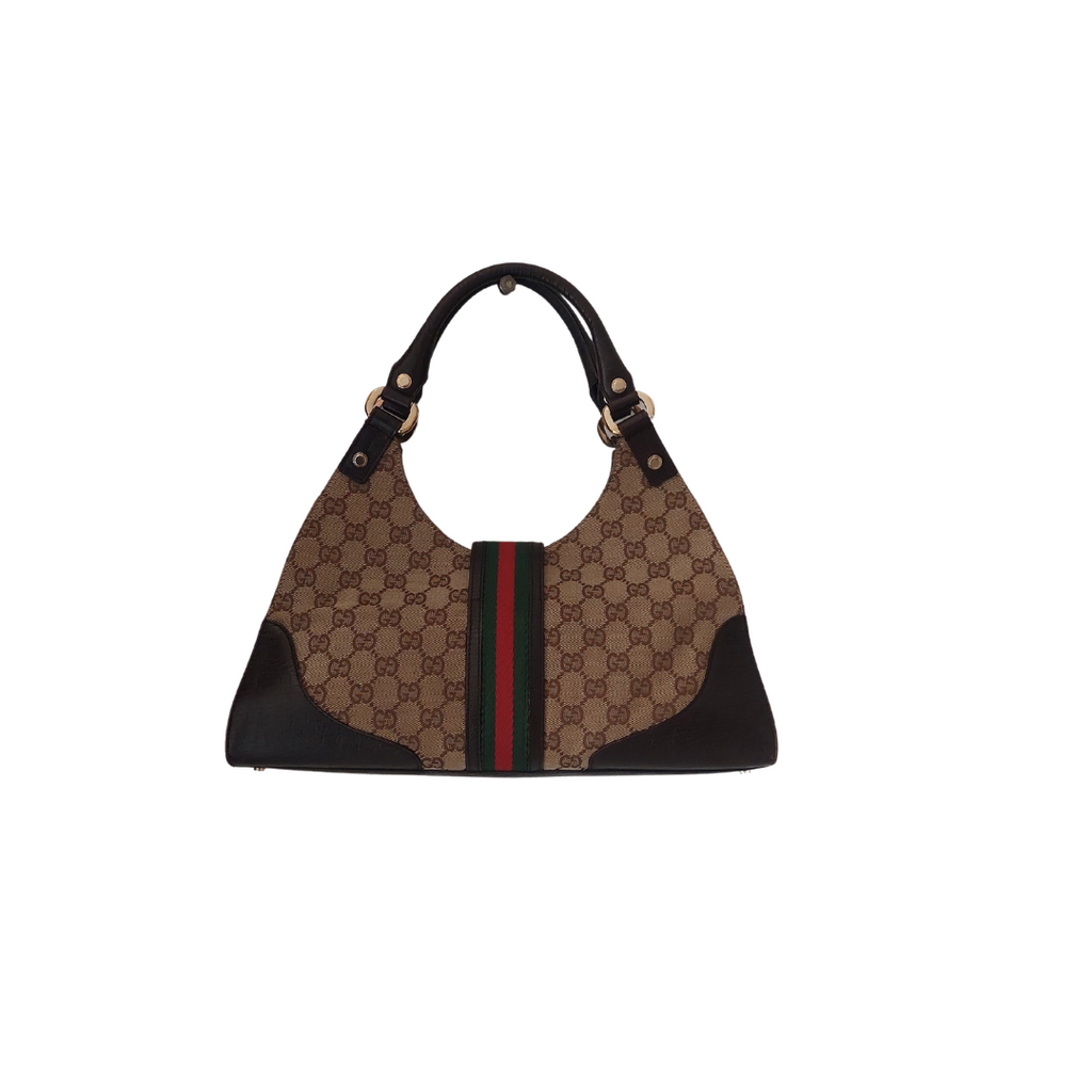 Gucci Beige / Ebony GG Monogram Web Junco Shoulder Bag | Pre Loved |