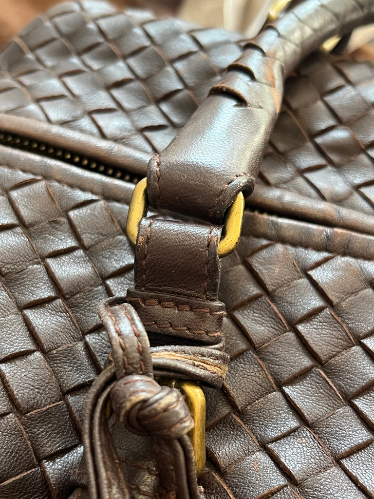 Bottega Veneta Dark Brown Intercciato Leather Tote | Pre Loved |