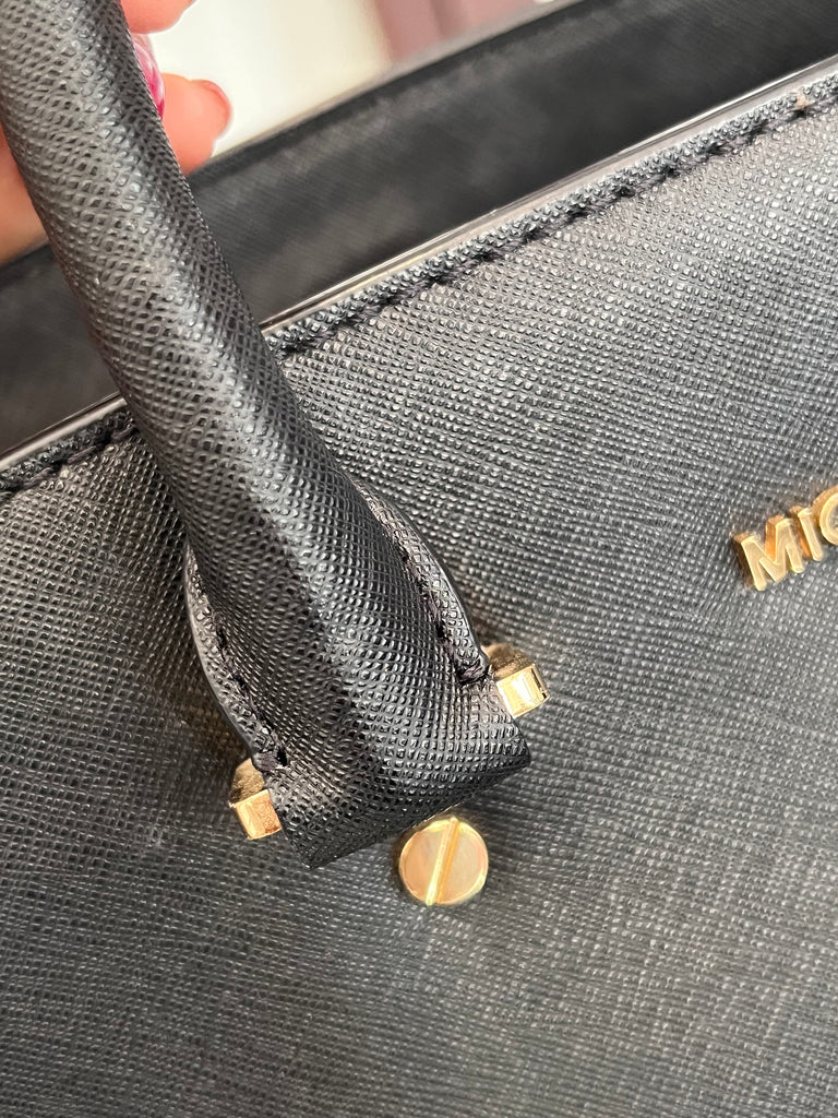 Michael Kors Black Saffiano Leather Selma Medium Satchel | Pre Loved |