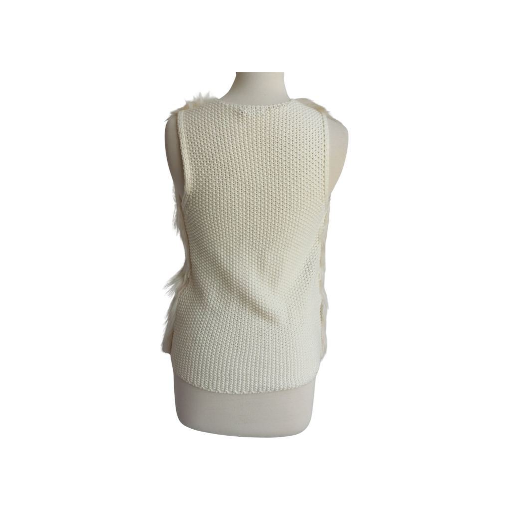 Stradivarius White Faux Fur & Knit Open Cover Up | Pre Loved |