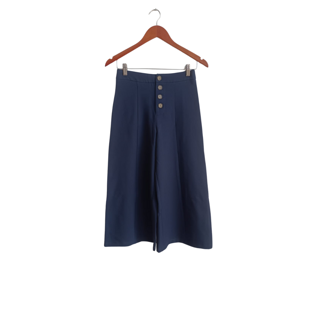 Mango Blue Cropped Wide Leg Pants | Gently Used |