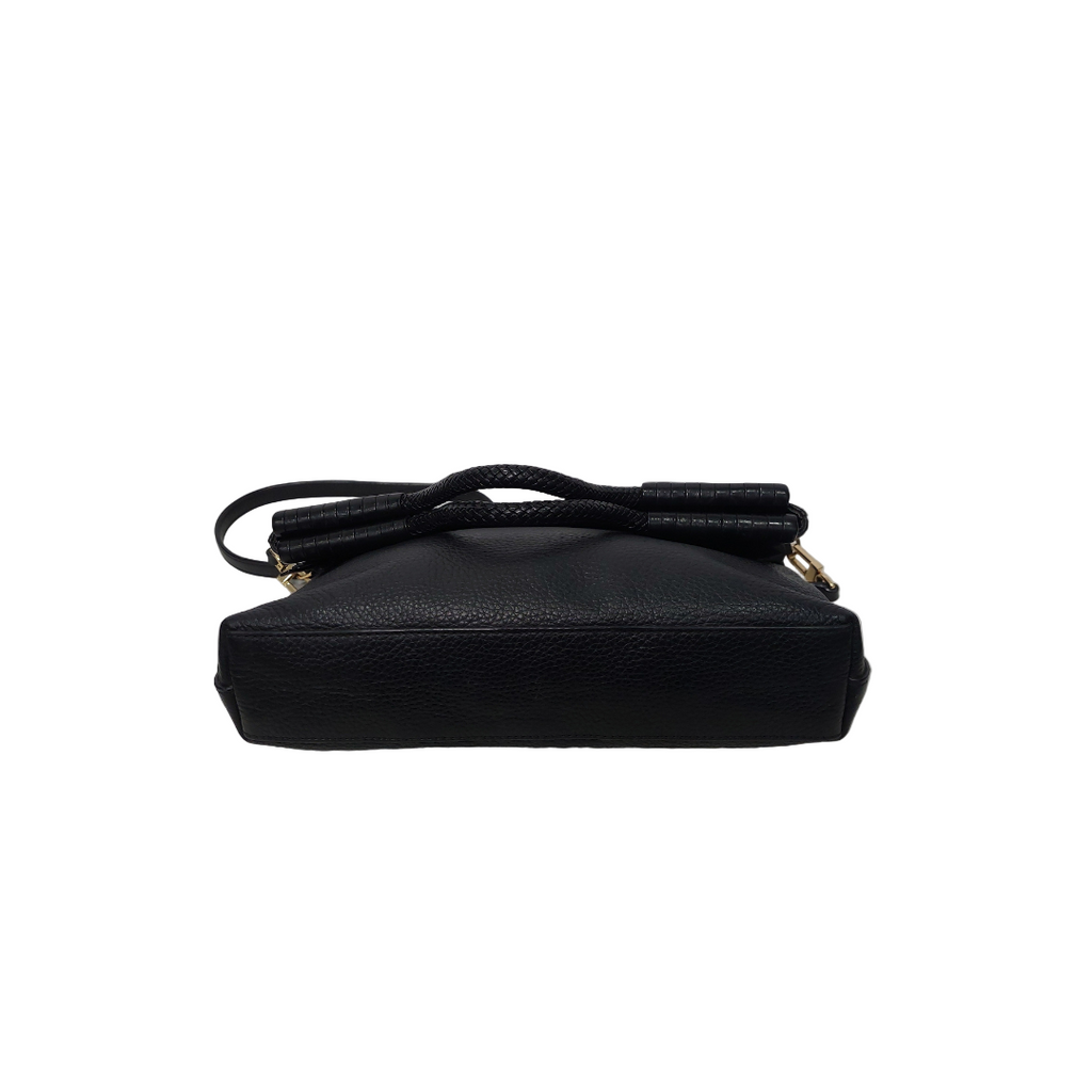 Tory Burch Black Leather Taylor Convertible Foldover Crossbody Bag | Gently Used |