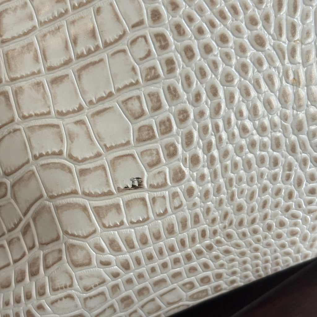 Jafferjees Cream Leather Textured Dome Satchel Bag | Pre Loved |