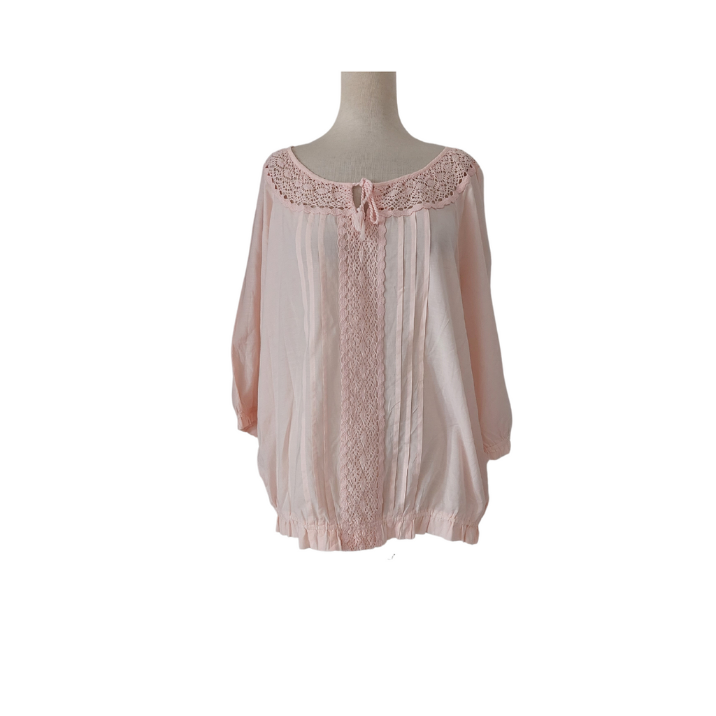 Old Navy Pink Semi Sheer Peasant Blouse | Gently Used |